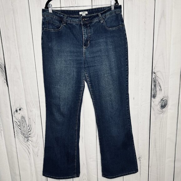 Cato Flared Leg Jeans High Rise Blue Denim Pockets Stretch Size 16 (36 x 31) - Picture 1 of 9
